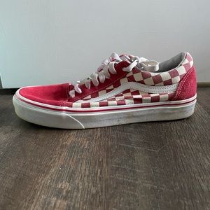 red checkerboard old skool vans